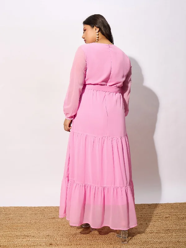 6XL / Pink / Georgette