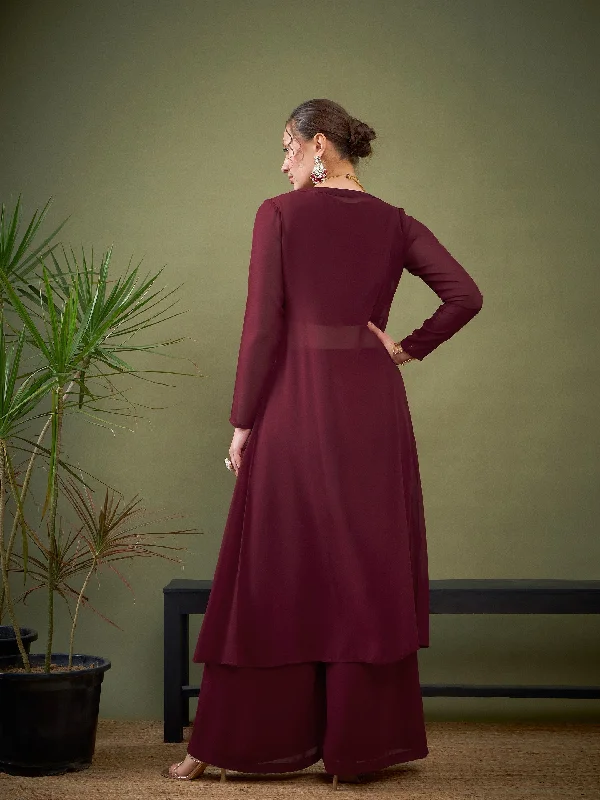 XXL / Maroon / Georgette