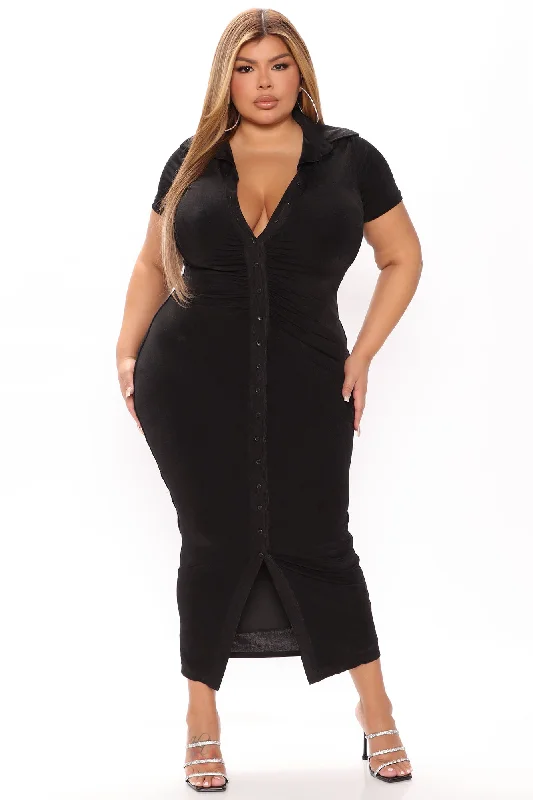 Silky Smooth Slinky Maxi Dress - Black