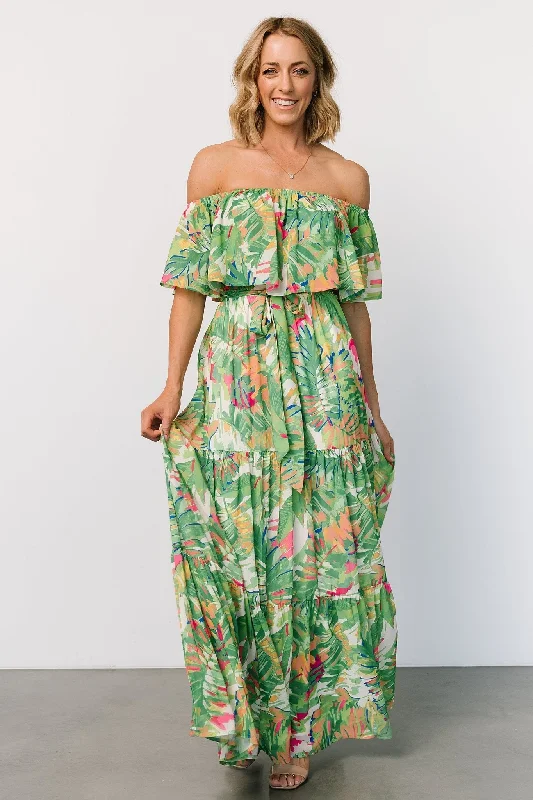 Sonoma Off Shoulder Maxi Dress | Green Multi