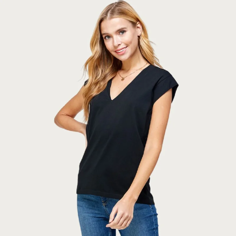 V-Neck Sleeveless Top (Black)