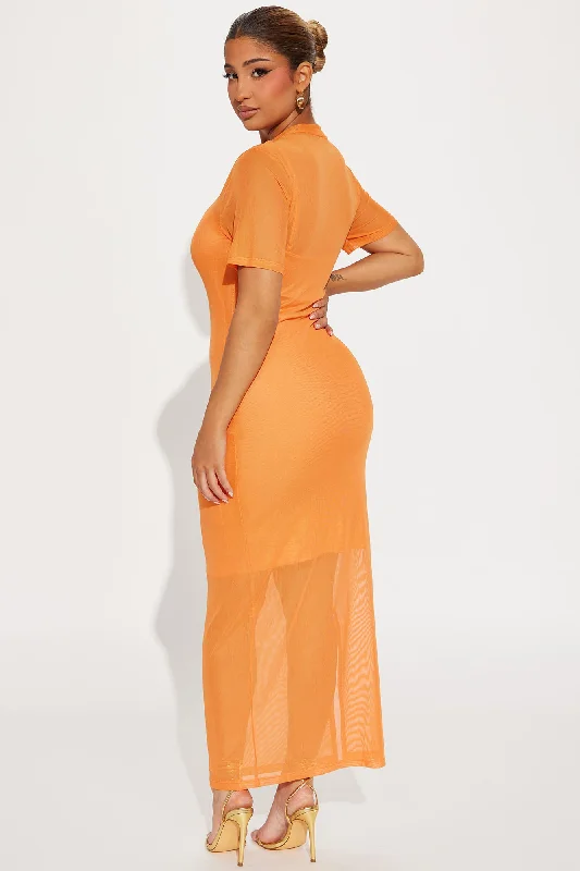 Vicky Mesh Maxi Dress - Orange