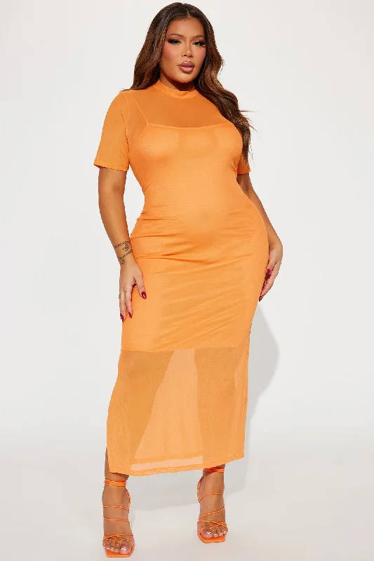 Vicky Mesh Maxi Dress - Orange