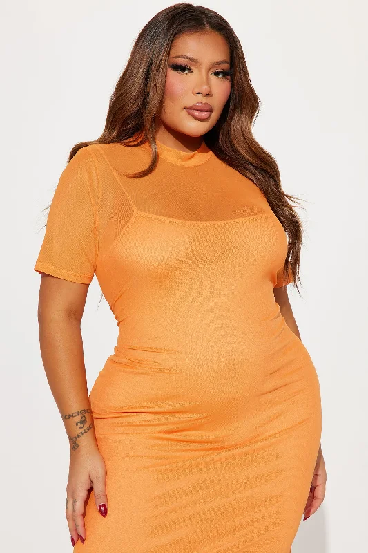 Vicky Mesh Maxi Dress - Orange