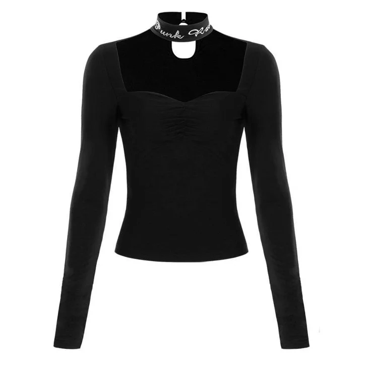 Women's Square Collar Halter Long Sleeved T-shirts