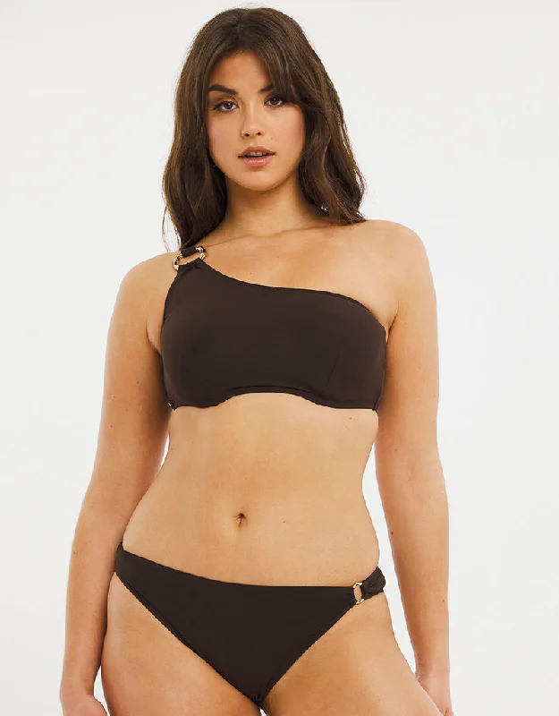 Figleaves Serengeti One Shoulder Bikini Top Brown Adjustable bottom bikini, Custom fit, Sexy, Comfortable Figleaves Serengeti One Shoulder Bikini Top Brown Adjustable bottom bikini, Custom fit, Sexy, Comfortable