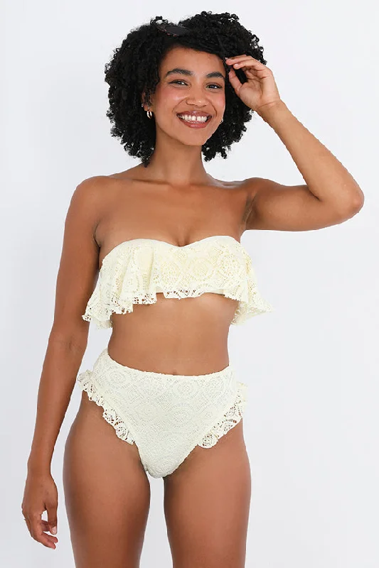YELLOW STRAPLESS CROCHET OVERLAY BIKINI TOP Bandeau bikini set, Strapless, Sexy, Comfortable YELLOW STRAPLESS CROCHET OVERLAY BIKINI TOP Bandeau bikini set, Strapless, Sexy, Comfortable